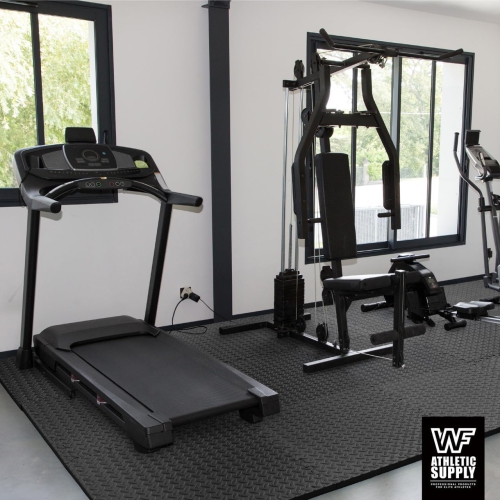 CAPHAUS Interlocking Exercise Foam Mats, Diamond, 1/2-Inch Thickness Gym Flooring Tiles, Black