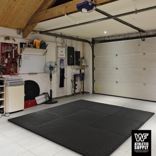 Caphaus – Tapis d'exercice emboîtables en mousse, losanges, tatami, tapis de sol en T 1/2-po, noir