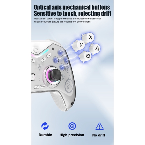 Switch Game Controller for iOS, Android, and Steam with Magnetic Cover, Six-Axis Vibration, Hall Effect Joysticks, and Wireless Bluetooth - Black