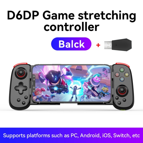 D6DP Stretchable Controller for PS4/PS5/Xbox/PC Streaming Wireless Game Controller for Android and iOS - Black + Receiver