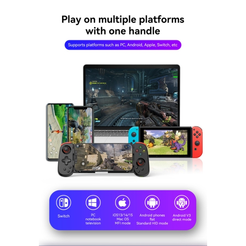 D6DP Stretchable Controller for PS4/PS5/Xbox/PC Streaming Wireless Game Controller for Android and iOS - Black + Receiver