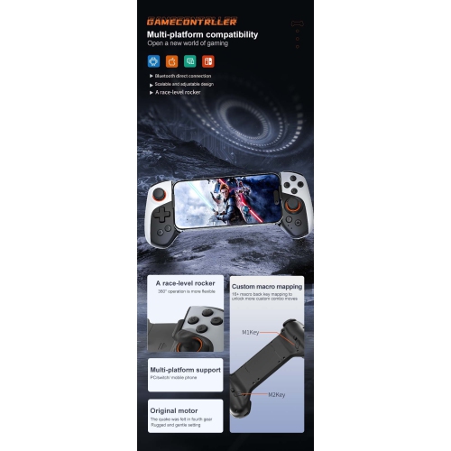 Manette de jeu sans fil rétractable de JK03 poignée avec manche à balai extensible Bluetooth prenant en charge la diffusion Android iOS