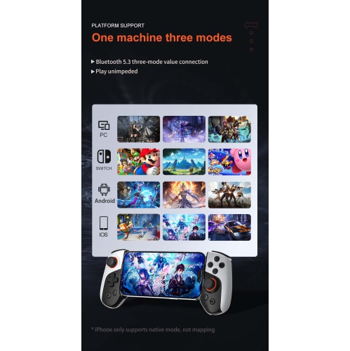 Manette de jeu sans fil rétractable de JK03 poignée avec manche à balai extensible Bluetooth prenant en charge la diffusion Android iOS