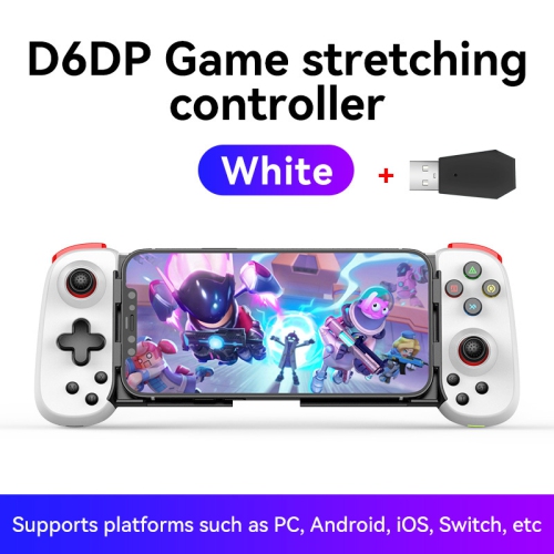Manette de jeu sans fil D6DP à poignée extensible pour PS4/PS5/Xbox/PC diffusion en continu téléphone mobile téléphone Android simulateur iOS blanc +