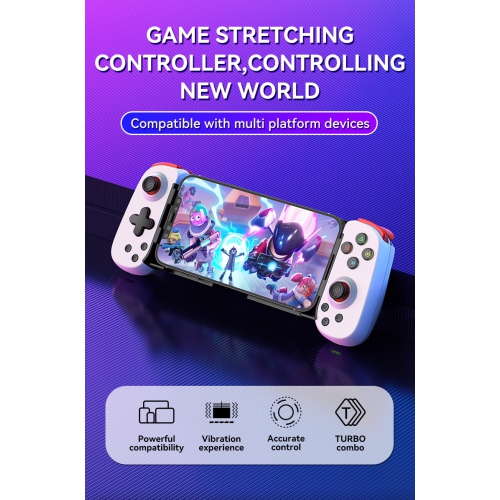 Manette de jeu sans fil D6DP à poignée extensible pour PS4/PS5/Xbox/PC diffusion en continu téléphone mobile téléphone Android simulateur iOS blanc +