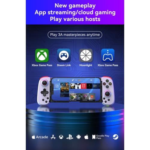 Manette de jeu sans fil D6DP à poignée extensible pour PS4/PS5/Xbox/PC diffusion en continu téléphone mobile téléphone Android simulateur iOS blanc +