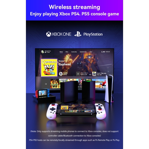 Manette de jeu sans fil D6DP à poignée extensible pour PS4/PS5/Xbox/PC diffusion en continu téléphone mobile téléphone Android simulateur iOS blanc +