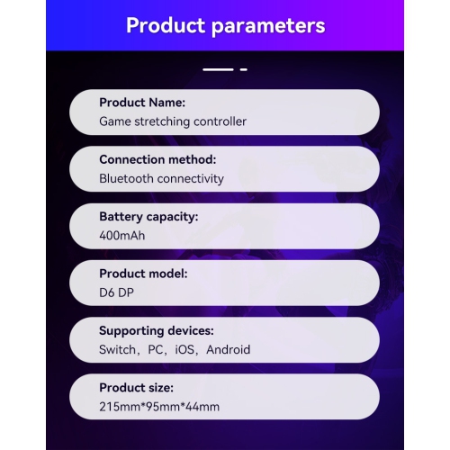 Manette de jeu sans fil D6DP à poignée extensible pour PS4/PS5/Xbox/PC diffusion en continu téléphone mobile téléphone Android simulateur iOS blanc +