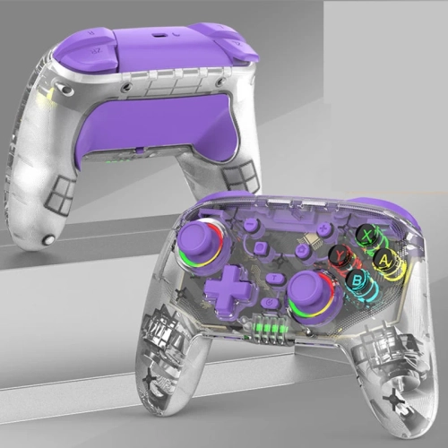 Switch Pro Controller with 6-axis wireless game vibration, transparent lighting, and Bluetooth direct connection, compatible with Android and iOS -