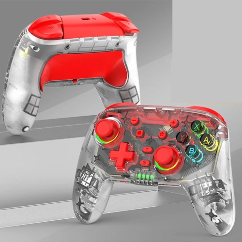 Switch Pro Controller with 6-axis wireless game vibration, transparent lighting, and Bluetooth direct connection, compatible with Android and iOS -