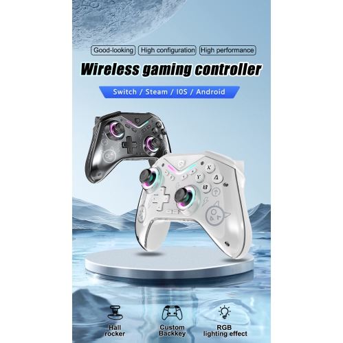 Switch Game Controller for iOS, Android, and Steam with Magnetic Cover, Six-Axis Vibration, Hall Effect Joysticks, and Wireless Bluetooth - White