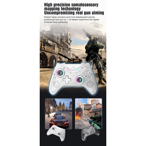 Switch Game Controller for iOS, Android, and Steam with Magnetic Cover, Six-Axis Vibration, Hall Effect Joysticks, and Wireless Bluetooth - White