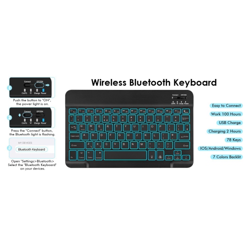 Compatible with Samsung A9+ Plus 11-inch Tablet Case with Color Backlit Bluetooth Keyboard and TPU Pen Slot - Dark Blue Leather Case + Dark Blue