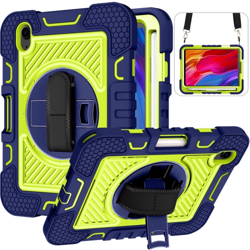 Suitable for iPad mini 6 children's anti-drop protective cover, heavy-duty full-body shockproof protective cover with rotating bracket - navy green