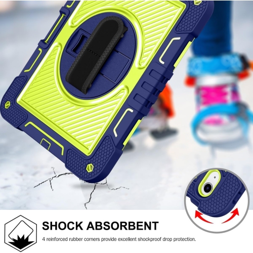 Suitable for iPad mini 6 children's anti-drop protective cover, heavy-duty full-body shockproof protective cover with rotating bracket - navy green