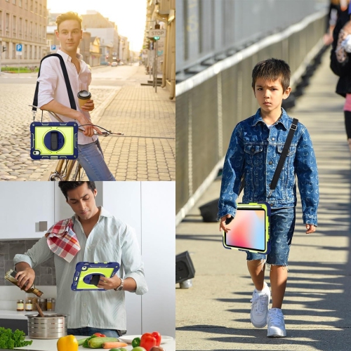 Suitable for iPad mini 6 children's anti-drop protective cover, heavy-duty full-body shockproof protective cover with rotating bracket - navy green