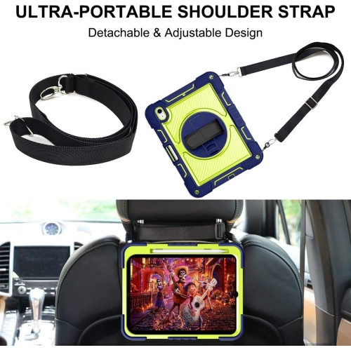 Suitable for iPad mini 6 children's anti-drop protective cover, heavy-duty full-body shockproof protective cover with rotating bracket - pink purple