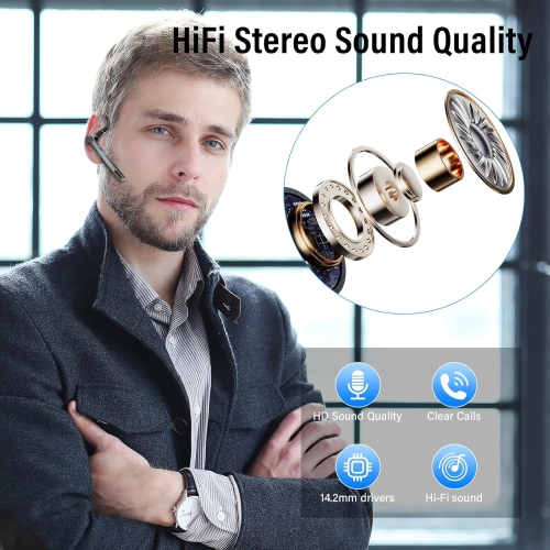 Single-Ear Bluetooth Headset,Wireless Headset with Mic,On-Ear Bluetooth Earphones with Charging Case,Hand-Free Headphones for IOS Android Cellphones