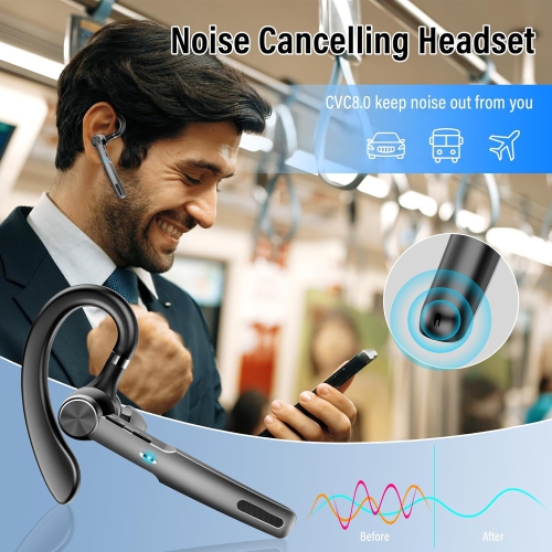 Single-Ear Bluetooth Headset,Wireless Headset with Mic,On-Ear Bluetooth Earphones with Charging Case,Hand-Free Headphones for IOS Android Cellphones