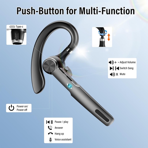 Single-Ear Bluetooth Headset,Wireless Headset with Mic,On-Ear Bluetooth Earphones with Charging Case,Hand-Free Headphones for IOS Android Cellphones