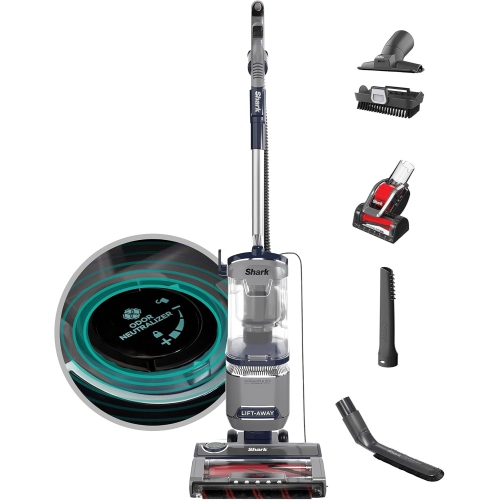 Remis à neuf - Aspirateur vertical UV900 Pet Performance Plus de Shark avec technologies DuoClean HairPro et Odor Neutralizer, bleu marine/argent