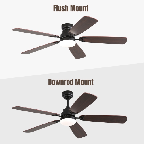 52'' Flush Mount & 3 Downrods Ceiling Fans with Lights and Remote Low Profile Ceiling Fan Reversible DC Motor for Bedroom Living Room Patio