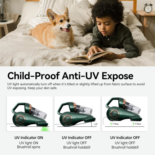 Dibea Handheld Bed Vacuum Cleaner, Mattress Vacuum Cleaner with 15KPa Suction, Washable HEPA Filter for Deep Clean Fur, Hair, Dust on Sofa, Couch,