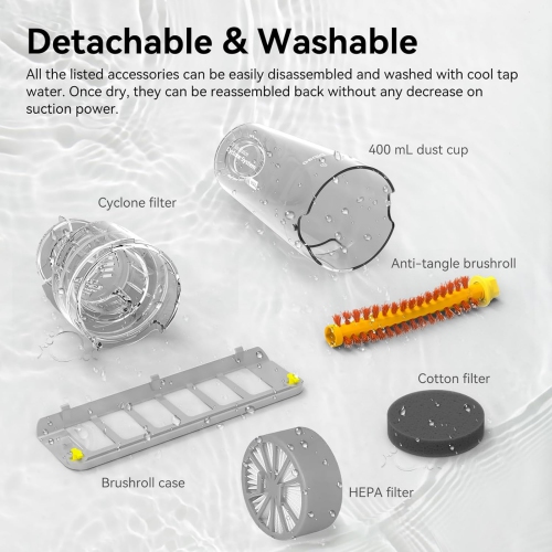 Dibea Handheld Bed Vacuum Cleaner, Mattress Vacuum Cleaner with 15KPa Suction, Washable HEPA Filter for Deep Clean Fur, Hair, Dust on Sofa, Couch,