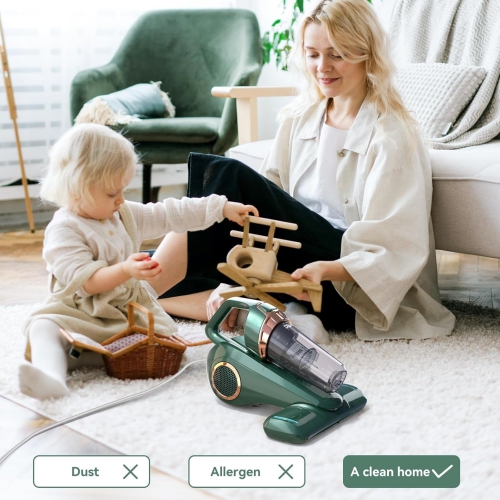 Dibea Handheld Bed Vacuum Cleaner, Mattress Vacuum Cleaner with 15KPa Suction, Washable HEPA Filter for Deep Clean Fur, Hair, Dust on Sofa, Couch,