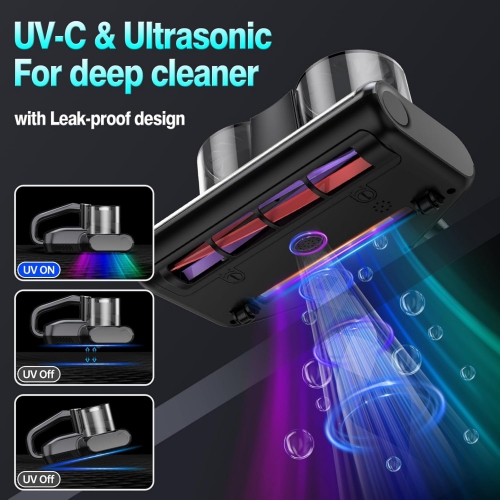 NIERBO Mattress Vacuum with 16Kpa Suction 253.7nm UV-C Light, Ultrasonic Technology, 30000 RPM Powerful Rotation HEPA Filtration, Built-in 4*2500 mAh
