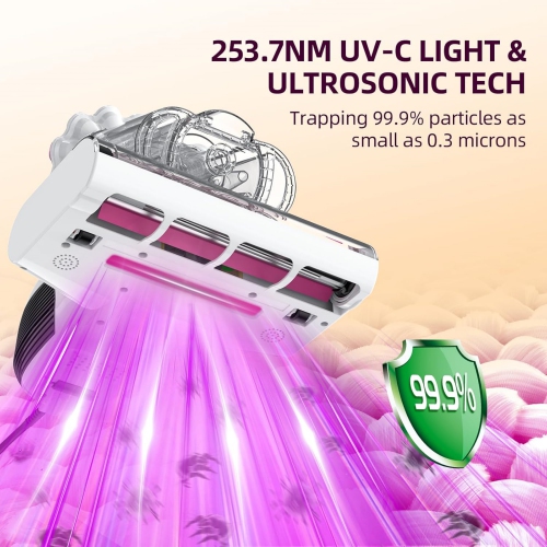 Kimdog Mattress Vacuum Cleaner 16Kpa Bed Vacuum with 253.7nm UV-C Light, 140°F Heat & HEPA Filter, 500W Handheld Upholstery Vacuum for Couch, Sofa &