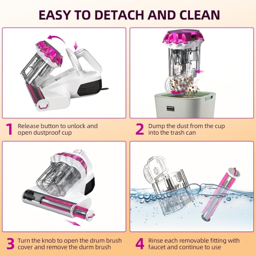 Kimdog Mattress Vacuum Cleaner 16Kpa Bed Vacuum with 253.7nm UV-C Light, 140°F Heat & HEPA Filter, 500W Handheld Upholstery Vacuum for Couch, Sofa &