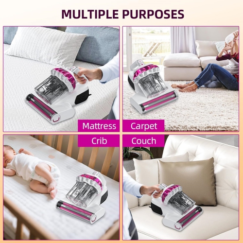 Kimdog Mattress Vacuum Cleaner 16Kpa Bed Vacuum with 253.7nm UV-C Light, 140°F Heat & HEPA Filter, 500W Handheld Upholstery Vacuum for Couch, Sofa &