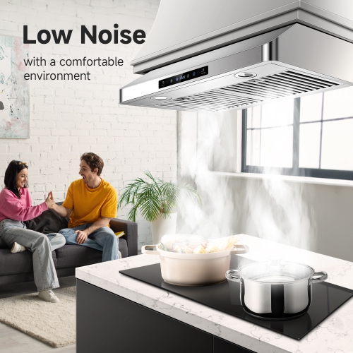 30" Under Cabinet Range Hood, 700CFM Stainless Steel Kitchen Vent, 3 Speed, Touch & Remote Control, LED Lights, Timer, Dishwasher-Safe Baffle Filters