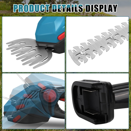 2-in-1 Electric Trimmer Set, Grass Shears, Shrub Shears, Electric Hedge Trimmer, Cordless Handheld Lawn Shears with Battery and Blades, Gardening