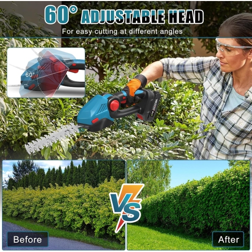 2-in-1 Electric Trimmer Set, Grass Shears, Shrub Shears, Electric Hedge Trimmer, Cordless Handheld Lawn Shears with Battery and Blades, Gardening