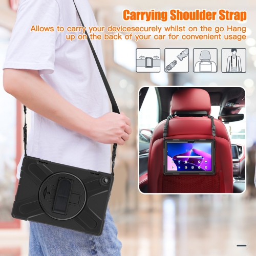 For Lenovo 10.1-inch M10 3rd gen Tablet Stand Protective Case with Lanyard Silicone Protective Case - Red