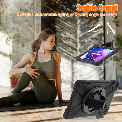 For Lenovo 10.1-inch M10 3rd gen Tablet Stand Protective Case with Lanyard Silicone Protective Case - Red