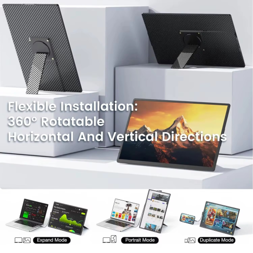 Prolongateur d'écran pour portable de 16 po TUTT avec support 16:10 Rapport USB-C/HDMI + haut-parleur | Moniteur portatif à positions multiples