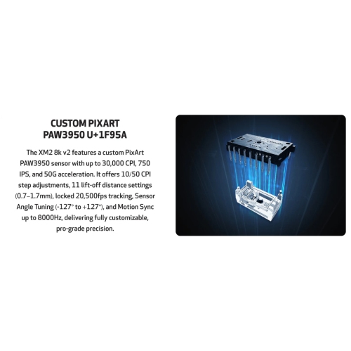 End Game – Souris de jeu avec fil XM2 8K v2 - Légère, 52&nbsp;g, 26000&nbsp;ppp, taux de scrutation de 8 kHz, blanche