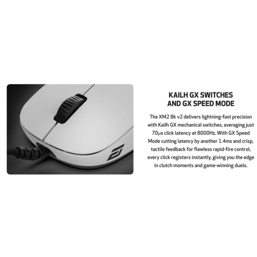 End Game – Souris de jeu avec fil XM2 8K v2 - Légère, 52&nbsp;g, 26000&nbsp;ppp, taux de scrutation de 8 kHz, blanche