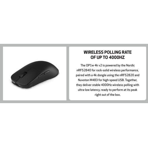 End Game Gear OP1w 4k v2 Wireless Gaming Mouse - Lightweight 58.5g, Right-Handed, 4K Dongle Included, Black