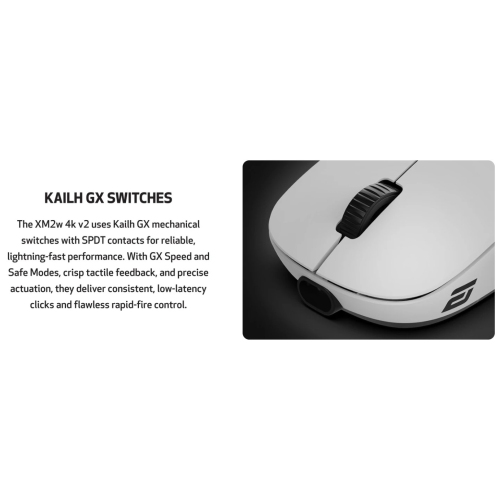 End Game Gear XM2w 4k v2 Wireless Gaming Mouse - Lightweight 61.5g, Right-Handed, 26000 DPI, 4KHz Dongle Included, White Frost