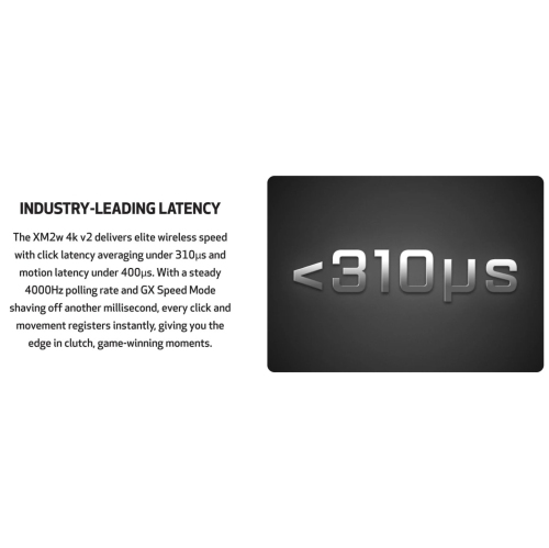End Game Gear XM2w 4k v2 Wireless Gaming Mouse - Lightweight 61.5g, Right-Handed, 26000 DPI, 4KHz Dongle Included, Black