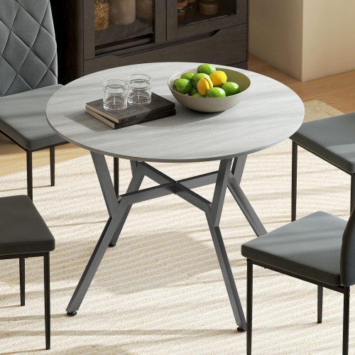 HOMCOM – Table ronde de 35&nbsp;po pour 2, table de cuisine moderne avec cadre en acier, pour salon, salle à manger, gris