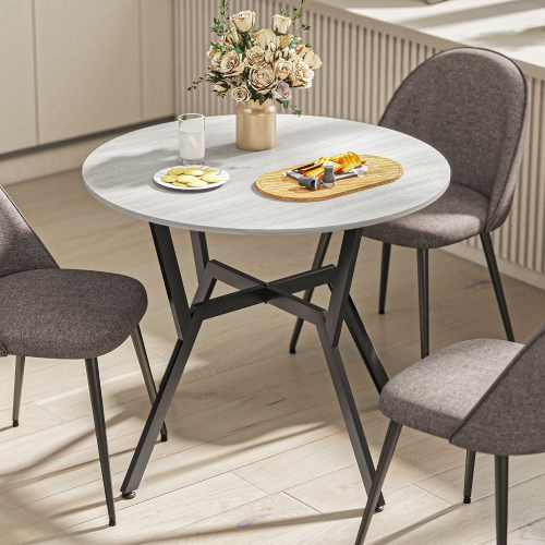 HOMCOM – Table ronde de 35&nbsp;po pour 2, table de cuisine moderne avec cadre en acier, pour salon, salle à manger, gris