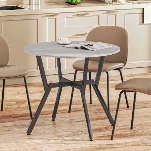 HOMCOM – Table ronde de 35&nbsp;po pour 2, table de cuisine moderne avec cadre en acier, pour salon, salle à manger, gris