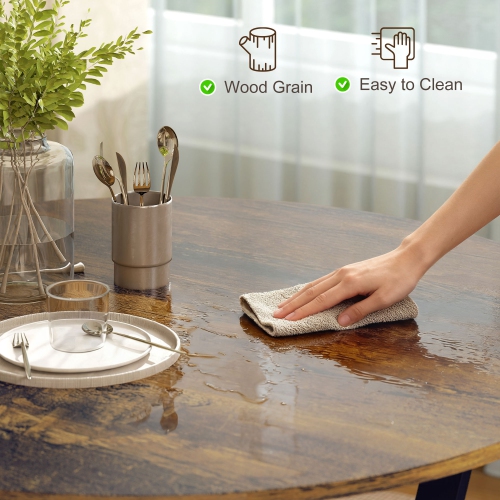 HOMCOM – Table ronde de 35&nbsp;po pour 2, table de cuisine moderne avec cadre en acier pour salon et salle à manger, brun rustique