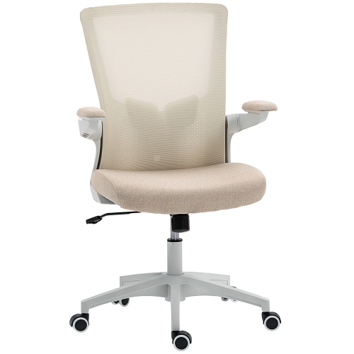 Chaise de bureau ergonomique de HOMCOM, fauteuil pivotant avec hauteur et soutien lombaire réglables, accoudoirs relevables, fonction d'inclinaison,