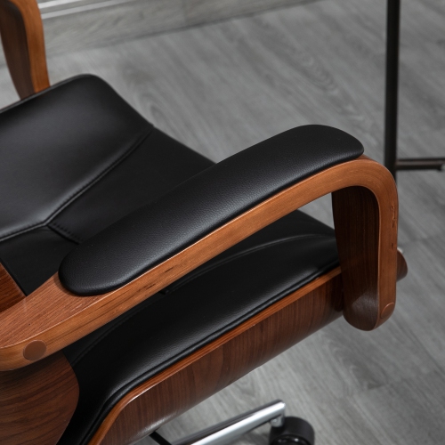 HOMCOM Office Chair, PU Leather High Back Desk Chair with Removable Headrest, Adjustable Height, Tilt Function and with Swivel Wheels, Black